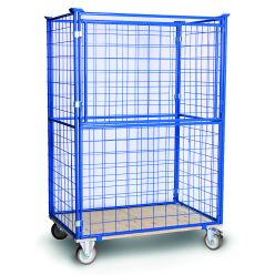 Gitterramme H1200 mm med hjul. Blå lakk. Portåpning på langsiden - Gitterrammer