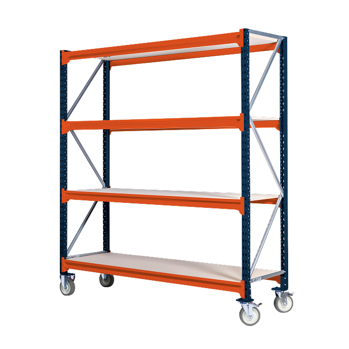 Bygg selv lagerreol på hjul - maks 1200 kg - 